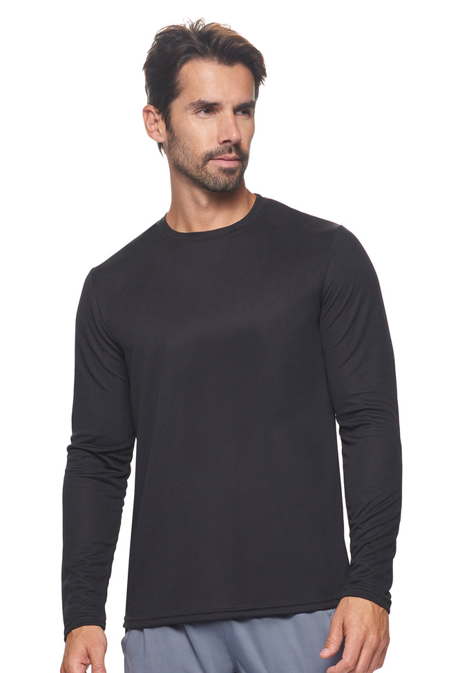 Expert Brand Wholesale Men's Oxymesh Performance Long Sleeve Tec Tee Imported AJ901 black#black