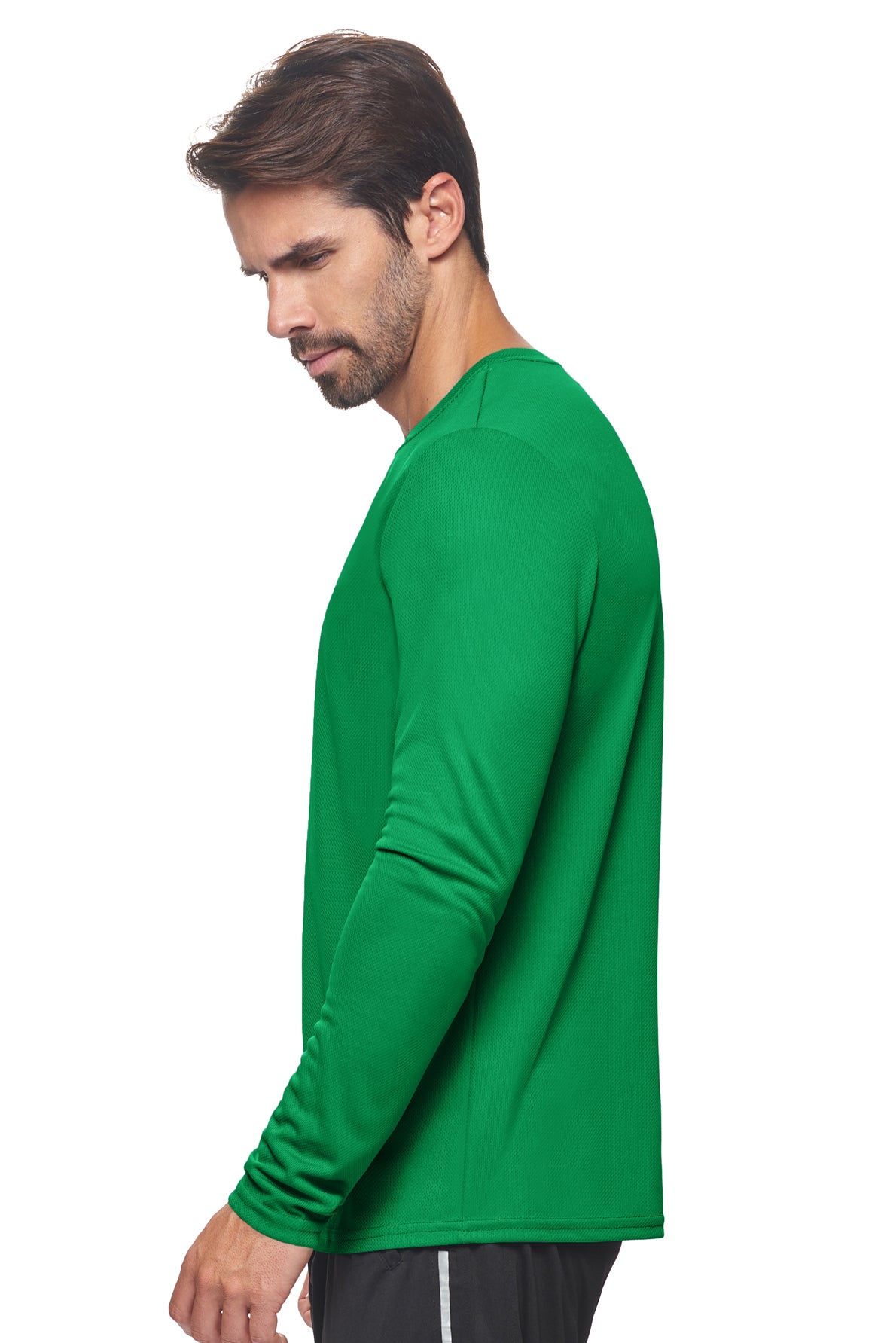 Expert Brand Wholesale Men's Oxymesh Performance Long Sleeve Tec Tee Made in USA AJ901D Kelly Green Image 2#kelly-green
