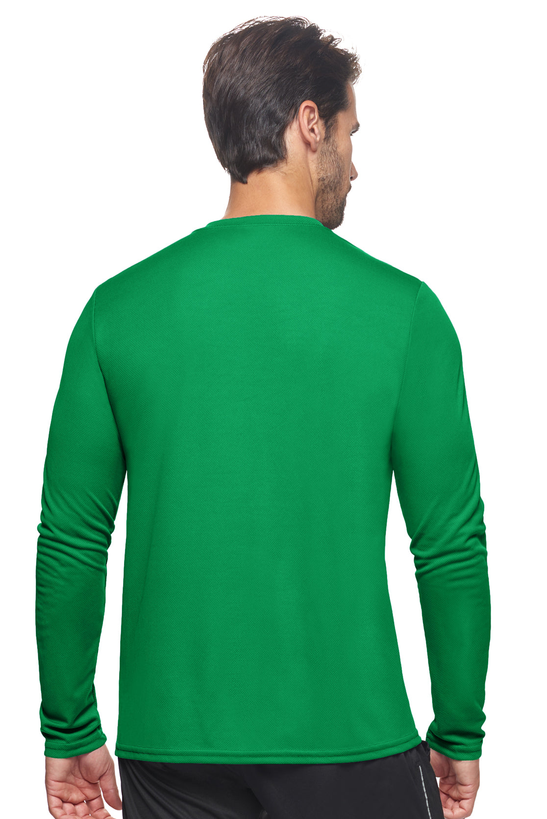 Expert Brand Wholesale Men's Oxymesh Performance Long Sleeve Tec Tee Made in USA AJ901D Kelly Green Image 3#kelly-green