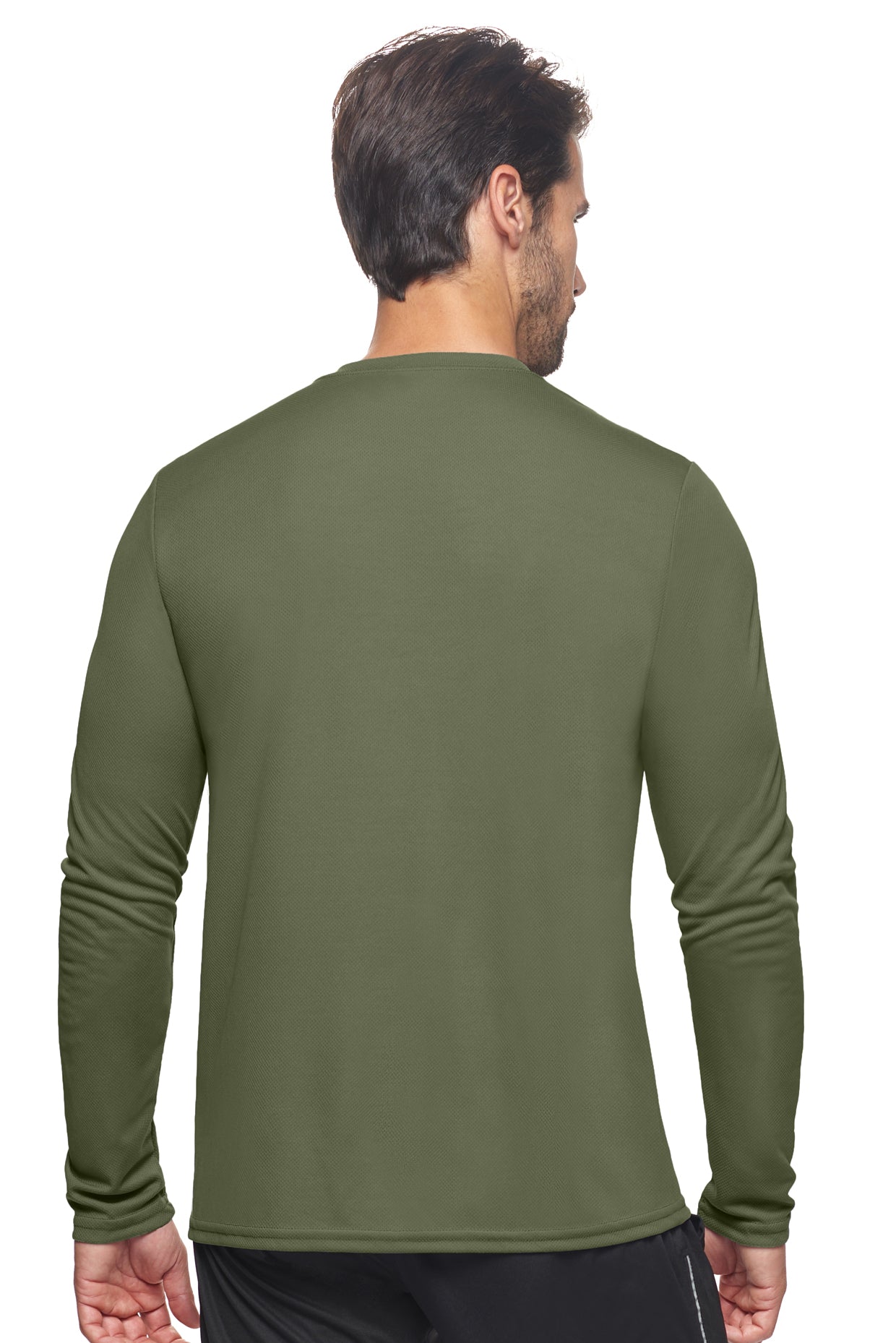 Expert Brand Wholesale Men's Oxymesh Performance Long Sleeve Tec Tee Made in USA AJ901D Military Green Image 3#military-green