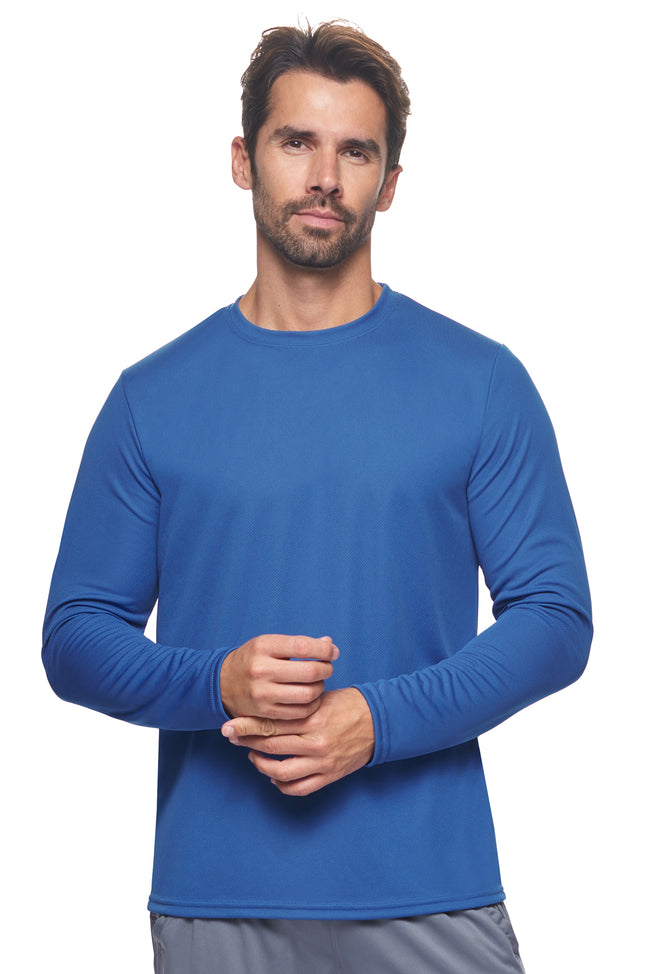 Expert Brand Wholesale Men's Oxymesh Performance Long Sleeve Tec Tee Imported AJ901 royal blue#royal-blue