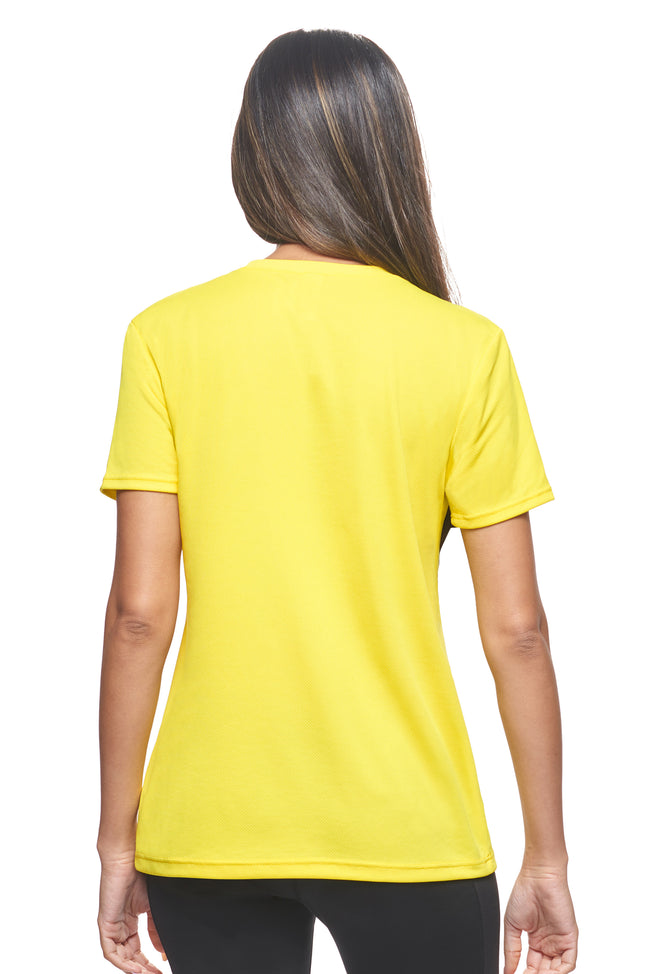 Expert Brand Wholesale Made in USA Best Blanks Women's Oxymesh V-Neck Tec T-Shirt in Bright Yellow 3#bright-yellow