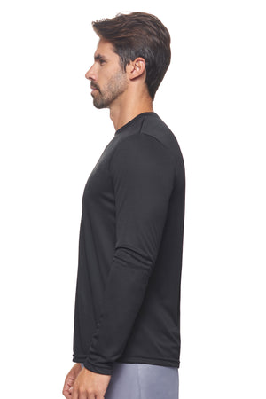 Expert Brand Wholesale Made In USA Activewear Performance pk MaX™ Crewneck Long Sleeve Expert Tee in Black 2#black