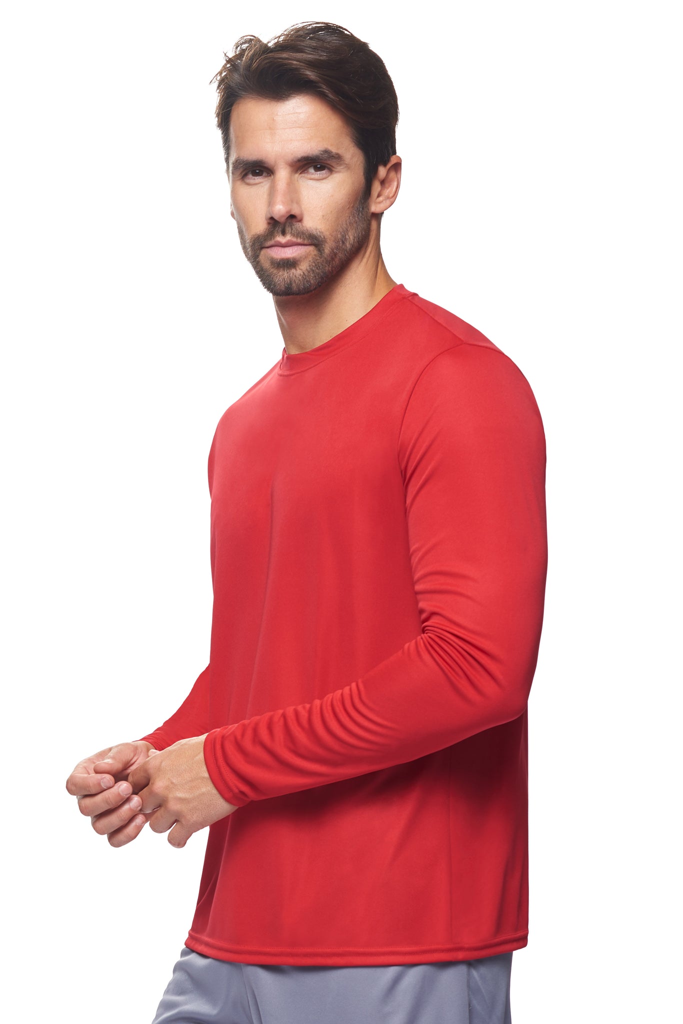 Expert Brand Wholesale Made in USA Activewear Performance Long Sleeve Expert Tee pk MaX™ Crewneck 2#red