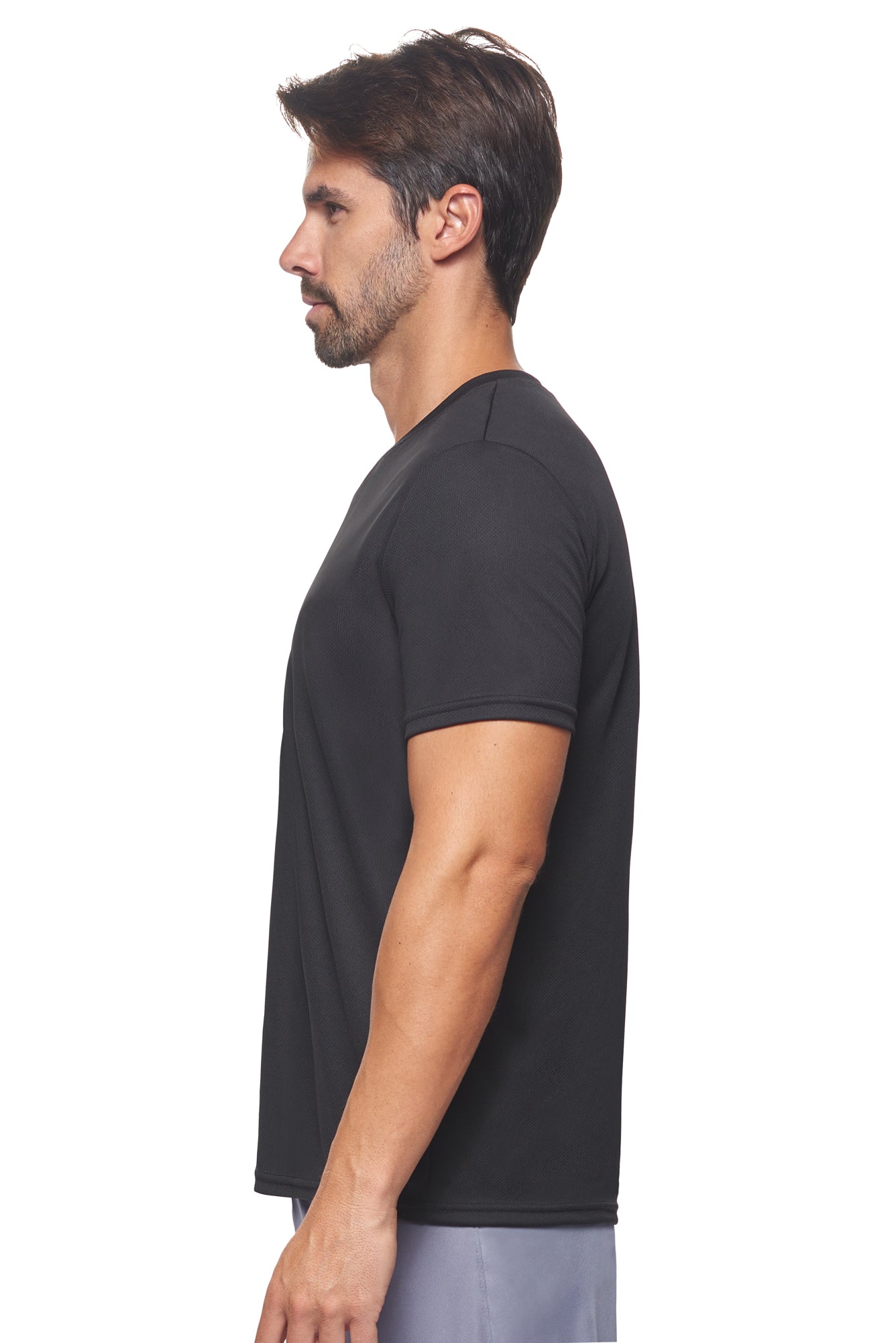 AJ802 Expert Brand Wholesale Men's Oxymesh Performance Tee V-Neck Made in USA Black Image 3#black