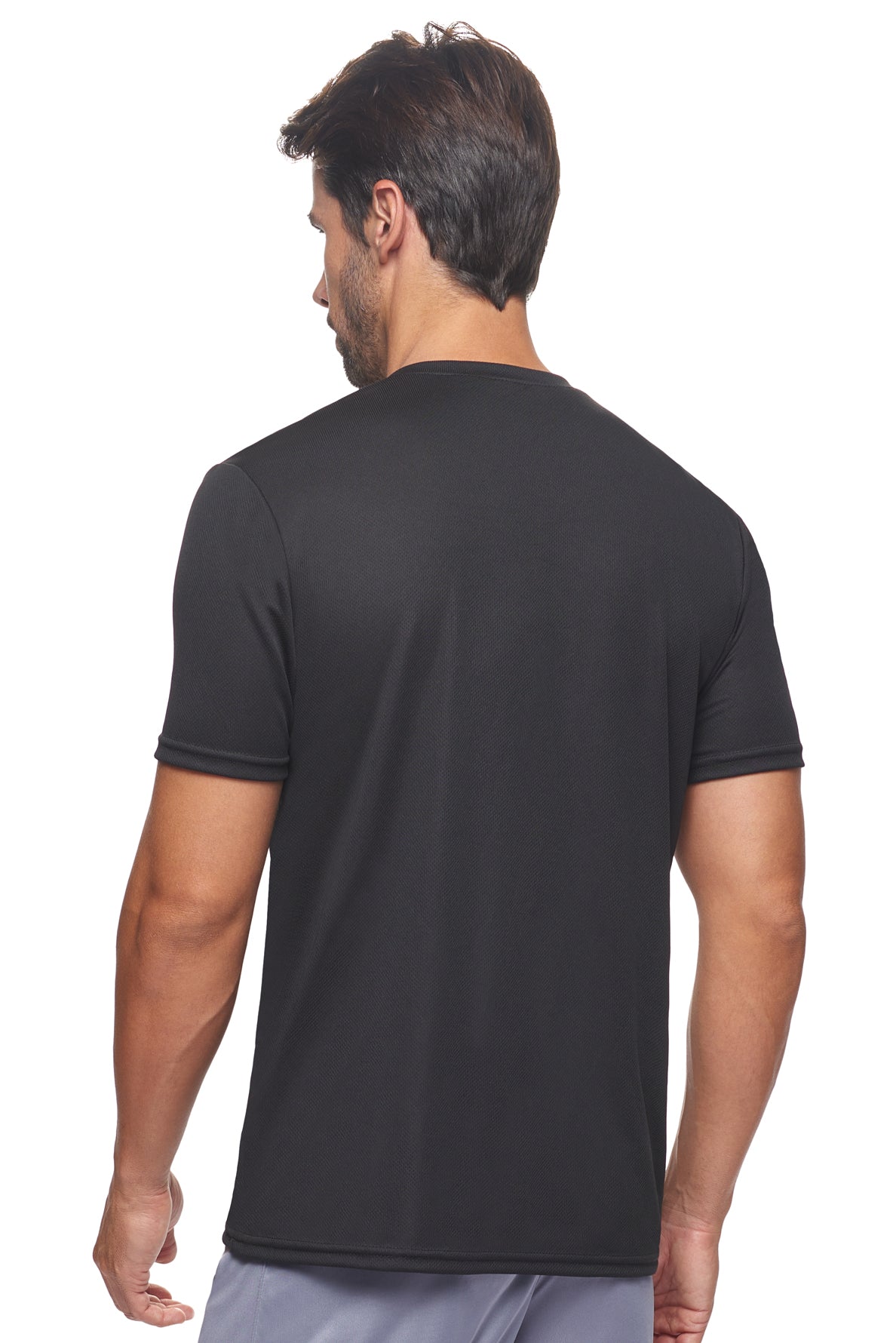 AJ802 Expert Brand Wholesale Men's Oxymesh Performance Tee V-Neck Made in USA Black Image 4#black