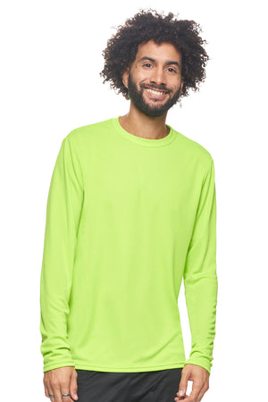 Expert Brand Wholesale Sportswear Activewear Imported Oxymesh™ Long Sleeve Tec Tee AJ901 key lime yellow green#key-lime