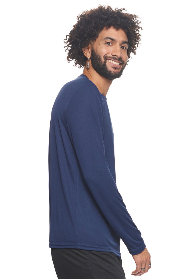 Expert Brand Wholesale Sportswear Activewear Imported Oxymesh™ Long Sleeve Tec Tee AJ901 navy blue#navy