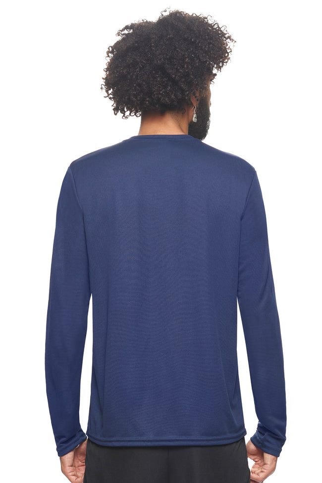 Expert Brand Wholesale Men's Oxymesh Performance Long Sleeve Tec Tee Imported AJ901 Navy image 3#navy-blue