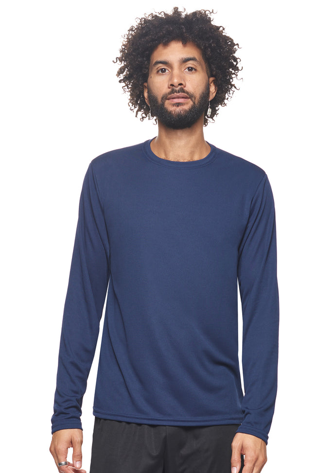 Expert Brand Wholesale Sportswear Activewear Imported Oxymesh™ Long Sleeve Tec Tee AJ901 navy blue#navy