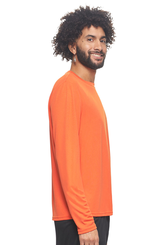 Expert Brand Wholesale Men's Oxymesh Performance Long Sleeve Tec Tee Made in USA AJ901D Orange Image 2#orange