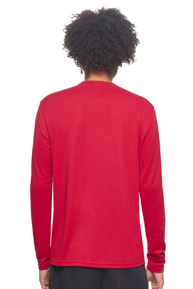 Expert Brand Wholesale Men's Oxymesh Performance Long Sleeve Tec Tee Imported AJ901 Red Image 3#true-red