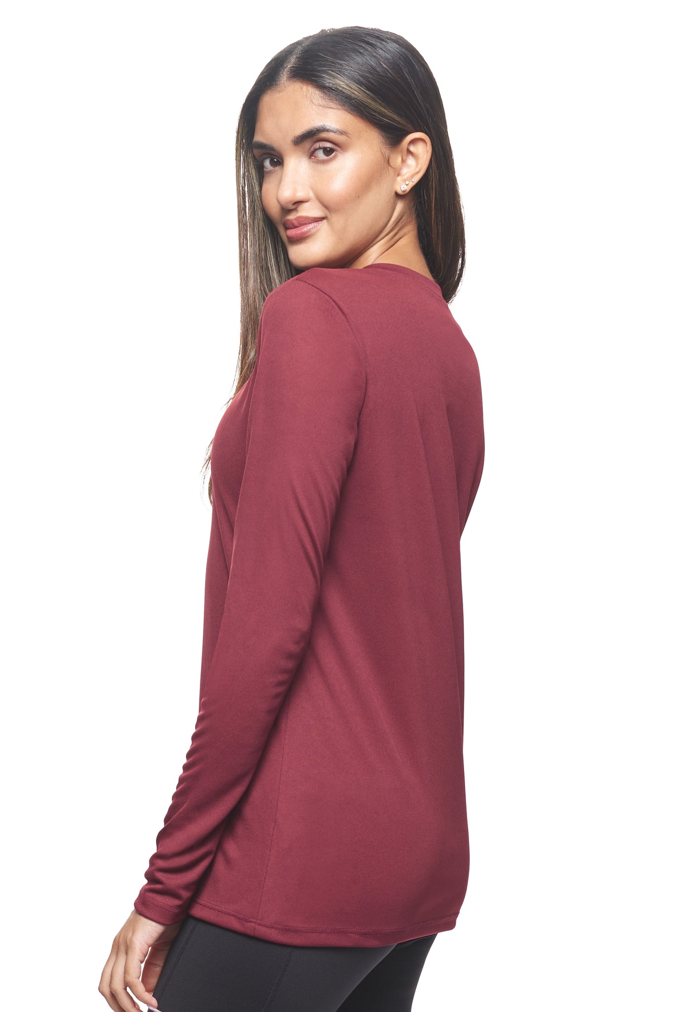 Expert Brand Wholesale Best Blanks Made in USA Activewear Performance pk MaX™ V-Neck Long Sleeve Expert Tee Cardinal 2#cardinal
