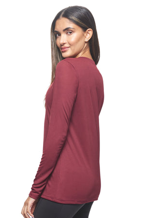 Expert Brand Wholesale Best Blanks Made in USA Activewear Performance pk MaX™ V-Neck Long Sleeve Expert Tee Cardinal 2#cardinal