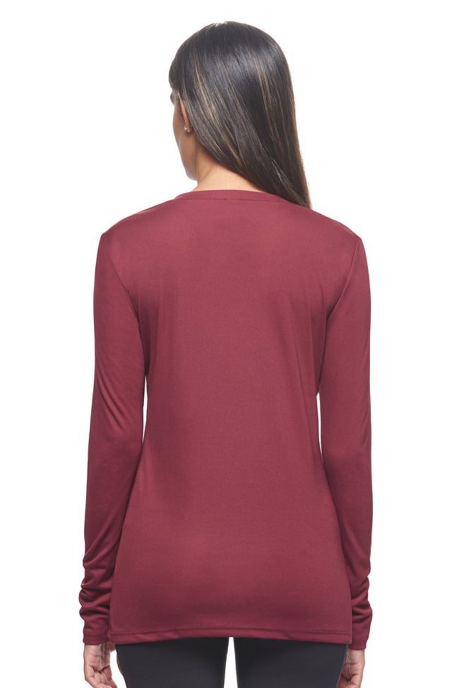Expert Brand Wholesale Best Blanks Made in USA Activewear Performance pk MaX™ V-Neck Long Sleeve Expert Tee Cardinal 3#cardinal