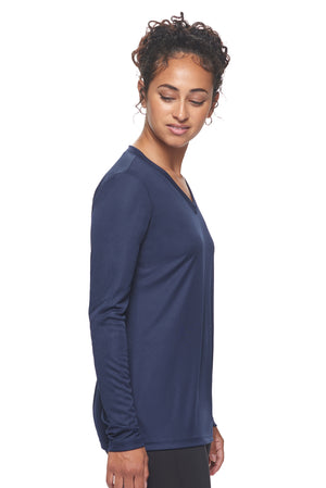 Expert Brand Wholesale Activewear Made in USA pk MaX™ V-Neck Long Sleeve Expert Tee 2#navy