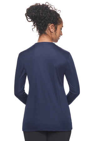 Expert Brand Wholesale Activewear Made in USA pk MaX™ V-Neck Long Sleeve Expert Tee 3#navy