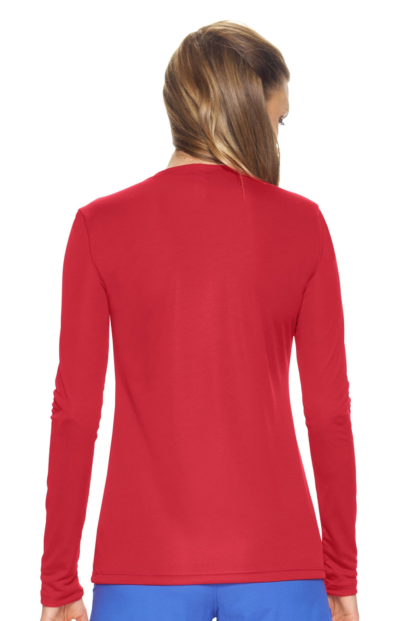 Expert Brand Wholesale Best Blanks Made in USA Activewear Performance pk MaX™ V-Neck Long Sleeve Expert Tee True Red 3#red