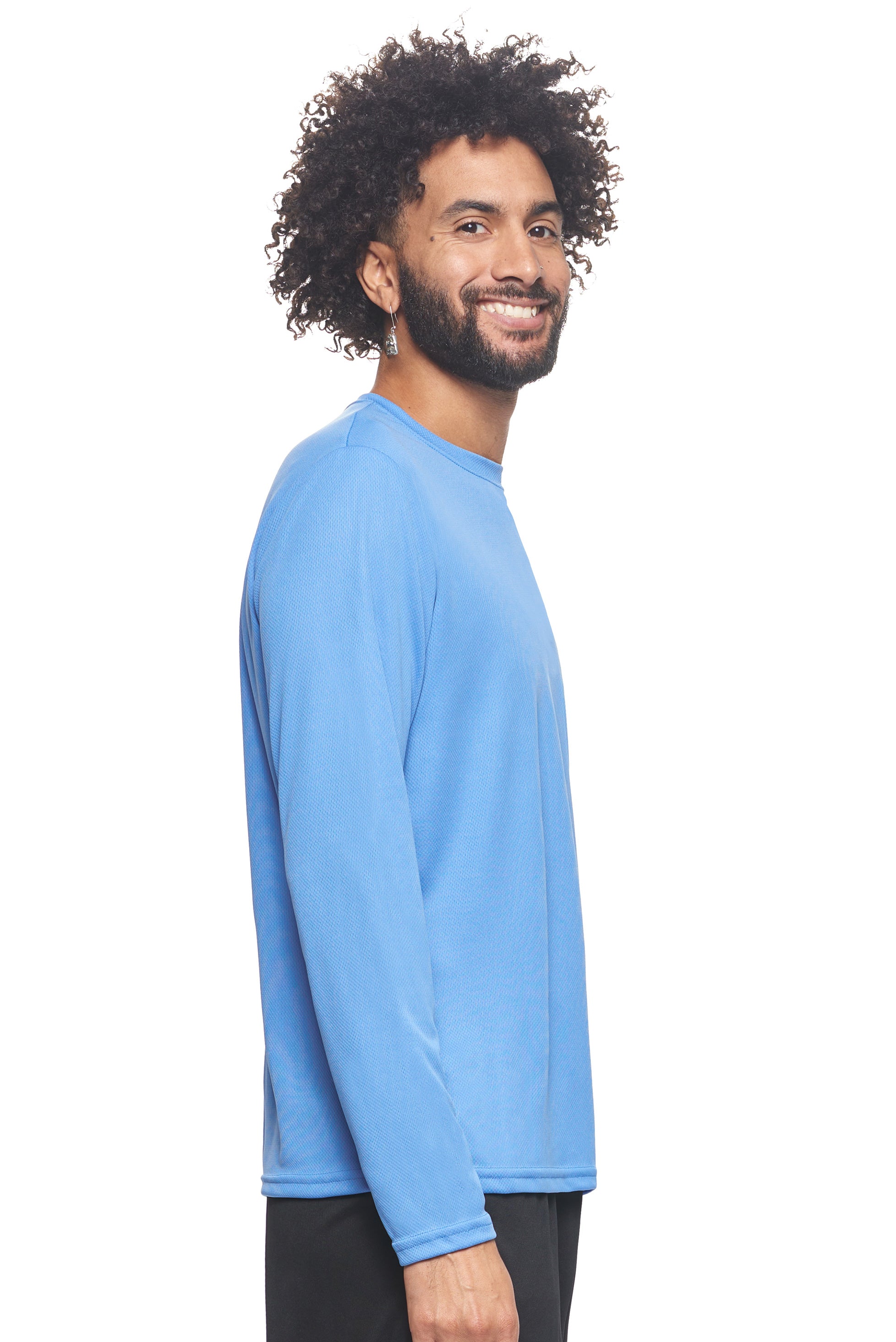 Expert Brand Wholesale Men's Oxymesh Performance Long Sleeve Tec Tee Imported AJ901 Carolina Blue Image 2#carolina-blue #CAROLINA BLUE