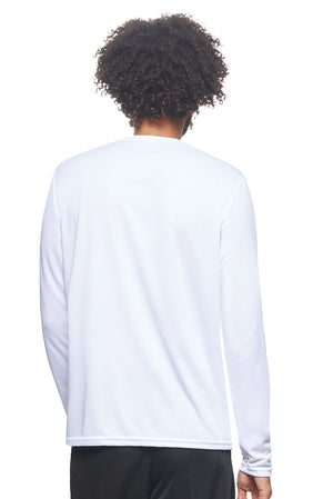 Expert Brand Wholesale Men's Oxymesh Performance Long Sleeve Tec Tee Imported AJ901 White image 3#white