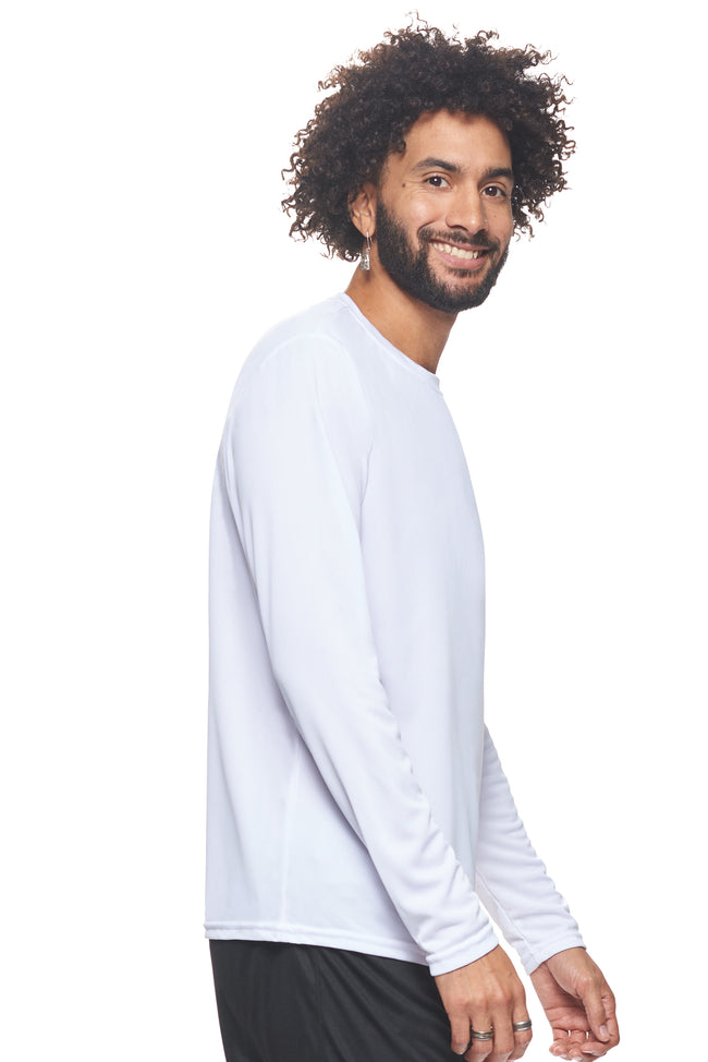 Expert Brand Wholesale Men's Oxymesh Performance Long Sleeve Tec Tee Imported AJ901 White image 2#white