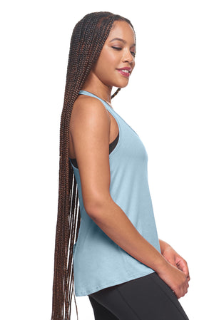 Expert Brand Wholesale Sustainable MicroModal MoCA™ Split-Dash Racerback Tank Made in the USA dusty blue 2#dusty-blue