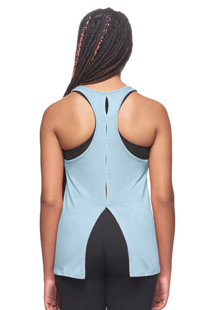 Expert Brand Wholesale Sustainable MicroModal MoCA™ Split-Dash Racerback Tank Made in the USA dusty blue 3#dusty-blue