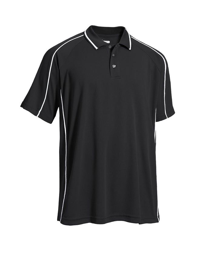 Expert Brand Wholesale Blank Activewear Men's Polo Golf Tennis Malibu Black White Piping#black