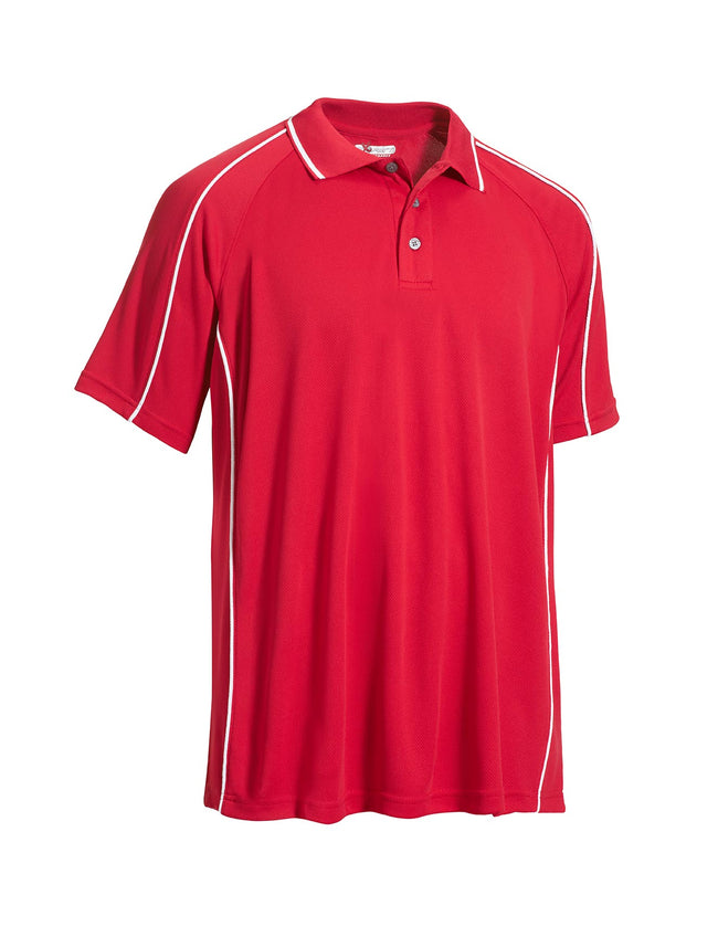 Expert Brand Wholesale Blank Activewear Men's Polo Golf Tennis Malibu Red White Piping#red