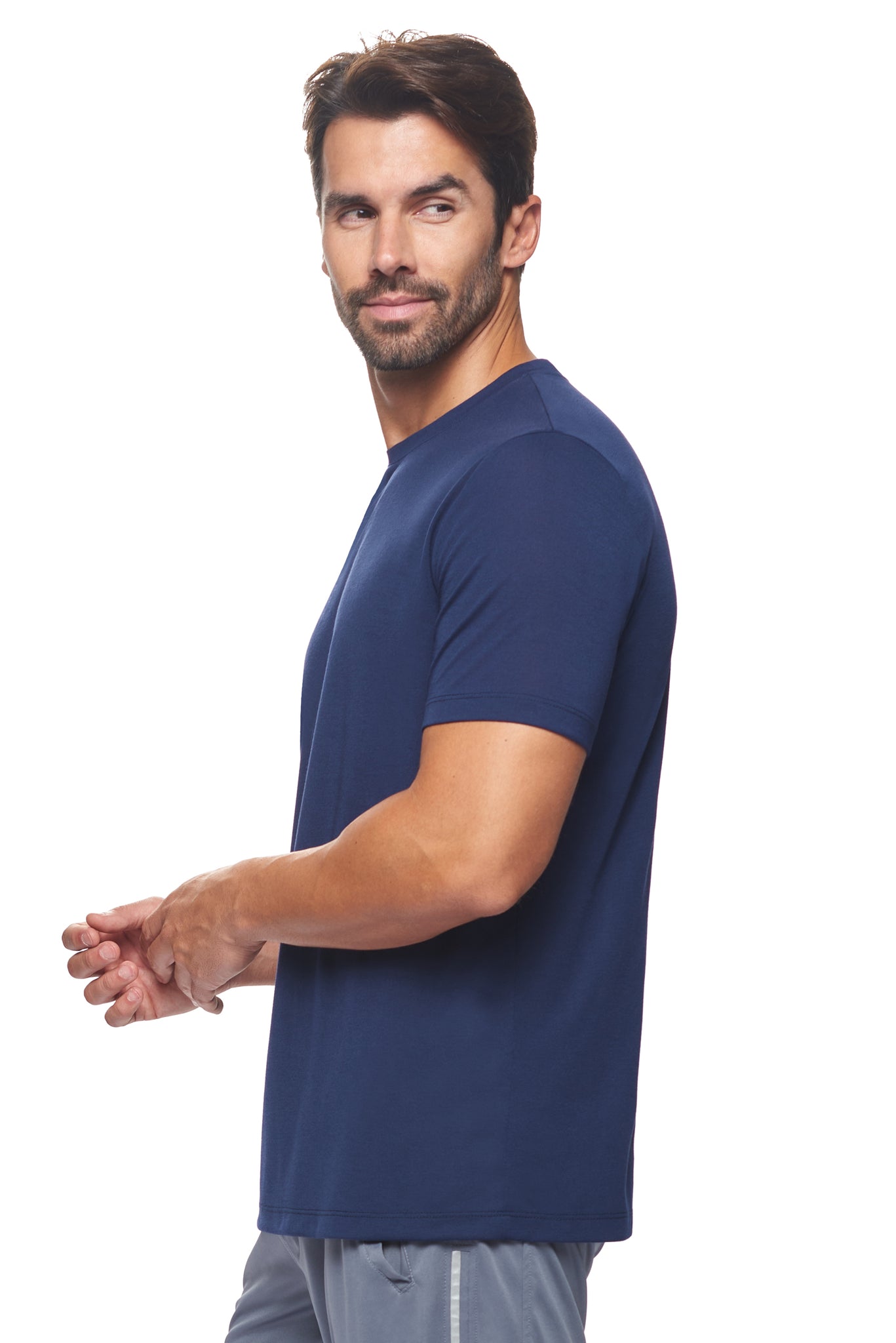 Expert Brand Wholesale Super Soft Eco-Friendly Performance Apparel Fashion Sportswear Men's Crewneck T-Shirt Made in USA Navy blue 2#navy