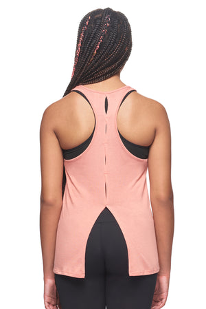 Expert Brand Wholesale Sustainable MicroModal MoCA™ Split-Dash Racerback Tank Made in the USA Canyon Clay Orange Pink 3#canyon-clay
