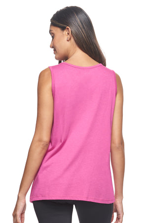 Expert Brand Wholesale Women's Sustainable Micromodal MoCA™ Tie-Front Tank in berry pink 3#berry