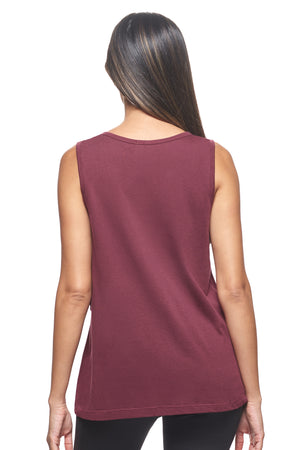 Expert Brand Wholesale Women's Sustainable Micromodal MoCA™ Tie-Front Tank in Maroon 3#maroon