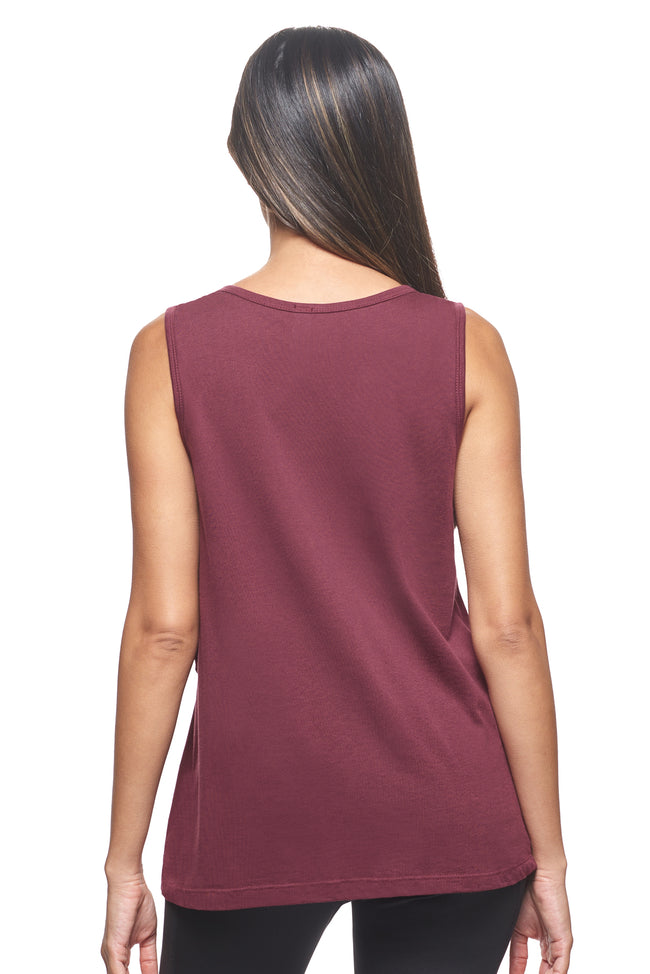 Expert Brand Wholesale Women's Sustainable Micromodal MoCA™ Tie-Front Tank in Maroon 3#maroon
