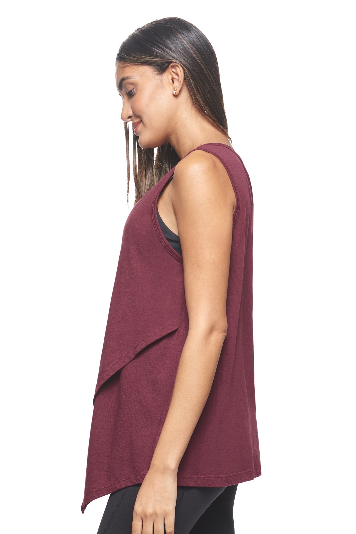 Expert Brand Wholesale Women's Sustainable Micromodal MoCA™ Tie-Front Tank in Maroon 4#maroon