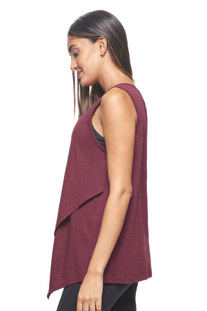 Expert Brand Wholesale Women's Sustainable Micromodal MoCA™ Tie-Front Tank in Maroon 4#maroon