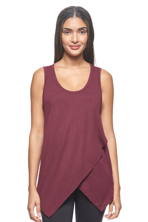 Expert Brand Wholesale Women's Sustainable Micromodal MoCA™ Tie-Front Tank in Maroon#maroon