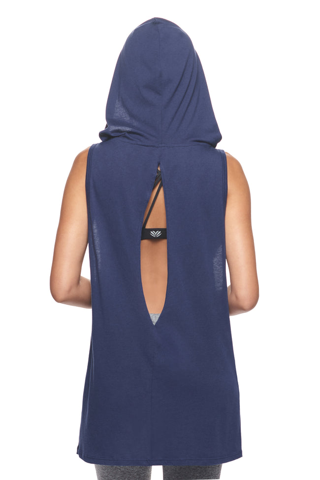 Expert Brand Wholesale Sustainable Eco-Friendly Apparel Micromodal Organic Cotton Moca Women's Sleeveless Hoodie Made in USA Navy 4#navy