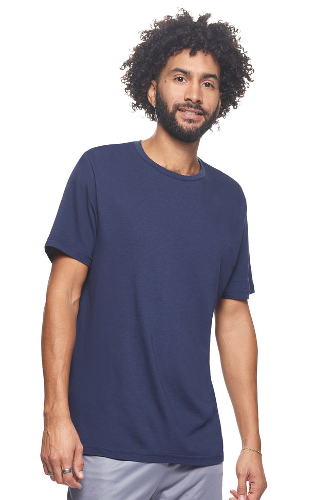 Expert Brand Wholesale Sustainable Eco-Friendly Hemp Organic Cotton Men's crewneck T-Shirt Made in the USA deep pacific blue#deep-pacific