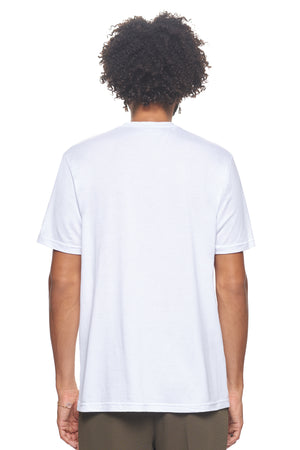 Expert Brand Wholesale Sustainable Eco-Friendly Hemp Organic Cotton Men's crewneck T-Shirt Made in the USA deep pacific blue 3#white