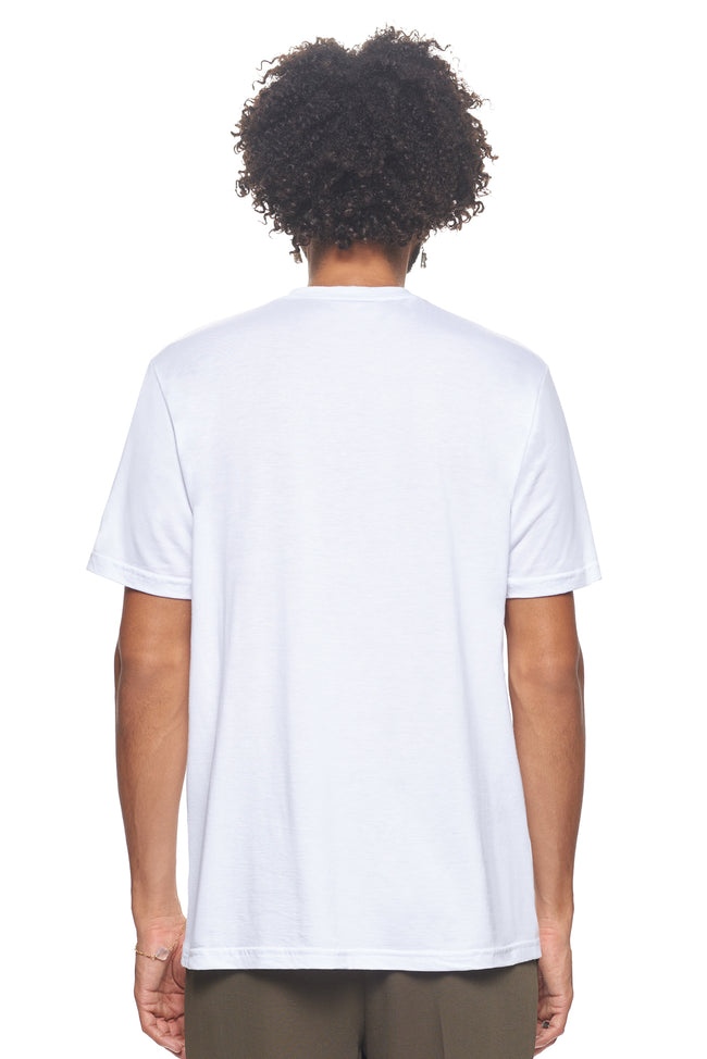 Expert Brand Wholesale Sustainable Eco-Friendly Hemp Organic Cotton Men's crewneck T-Shirt Made in the USA deep pacific blue 3#white