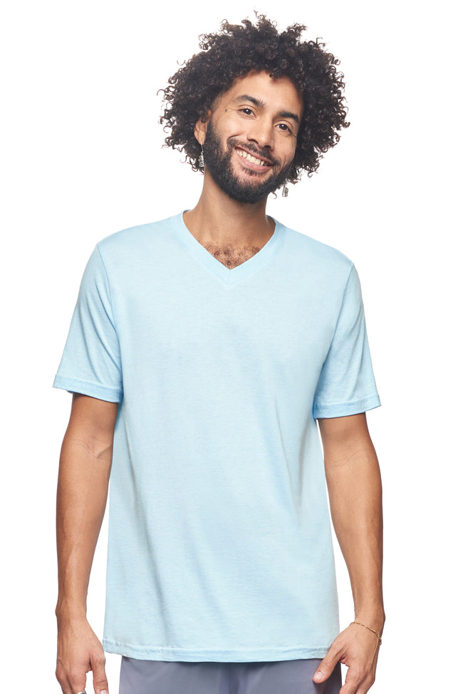 Expert Brand Wholesale Sustainable Eco-Friendly Apparel Micromodal Cotton Men's V-neck T-Shirt Made in USA light blue 2#light-blue