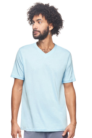 Expert Brand Wholesale Sustainable Eco-Friendly Apparel Micromodal Cotton Men's V-neck T-Shirt Made in USA light blue#light-blue