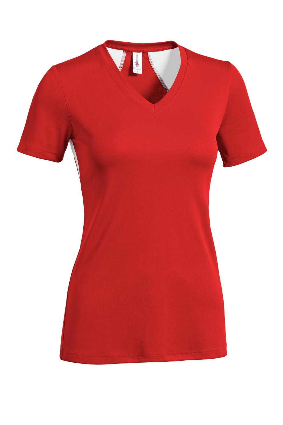 Expert Brand Apparel Wholesale Women's DriMax Angel Wings V Neck Tee, Made in USA in red Image 1 #red