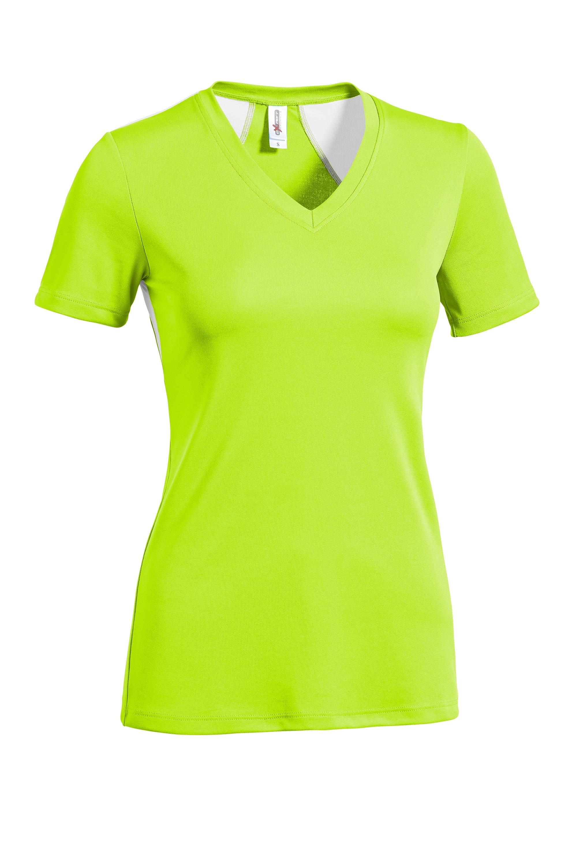 Expert Brand Apparel Wholesale Women's DriMax Angel Wings V Neck Tee, Made in USA in Safety Yellow Image 1 #safety-yellow