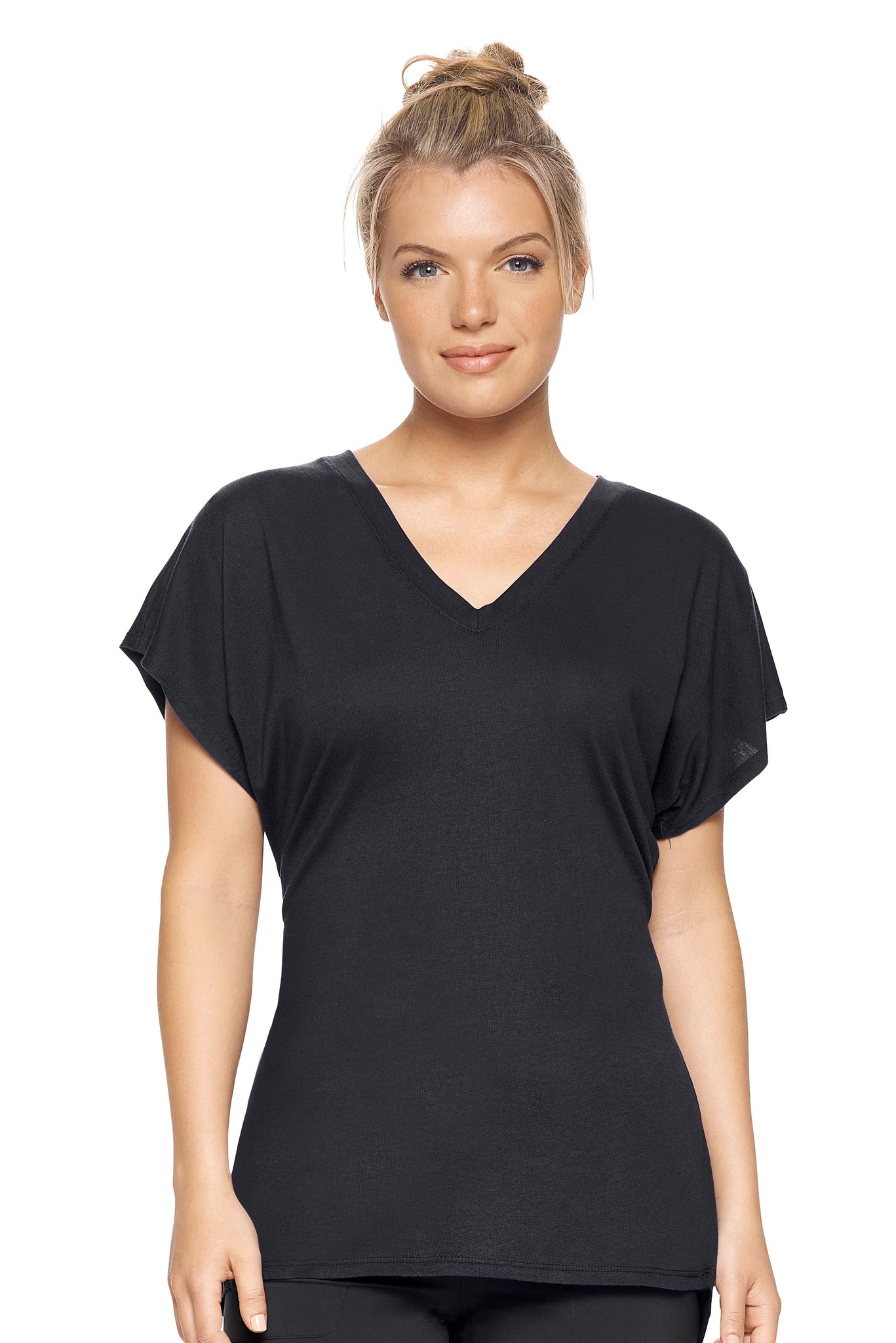 Expert Brand  Wholesale Women's MoCA™ Cinch Back Tee in Black#black