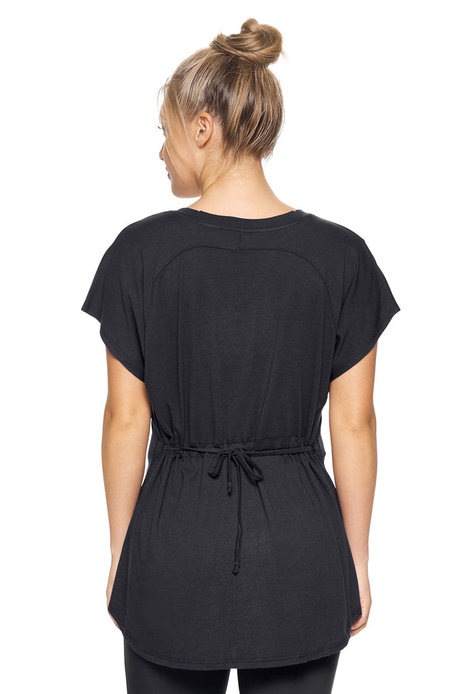 Expert Brand  Wholesale Women's MoCA™ Cinch Back Tee in Black image 3#black