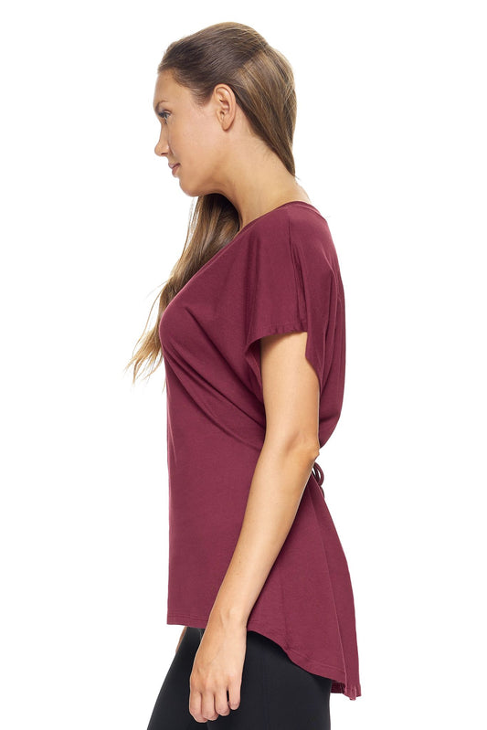 Expert Brand  Wholesale Women's MoCA™ Cinch Back Tee in Maroon image 2#maroon