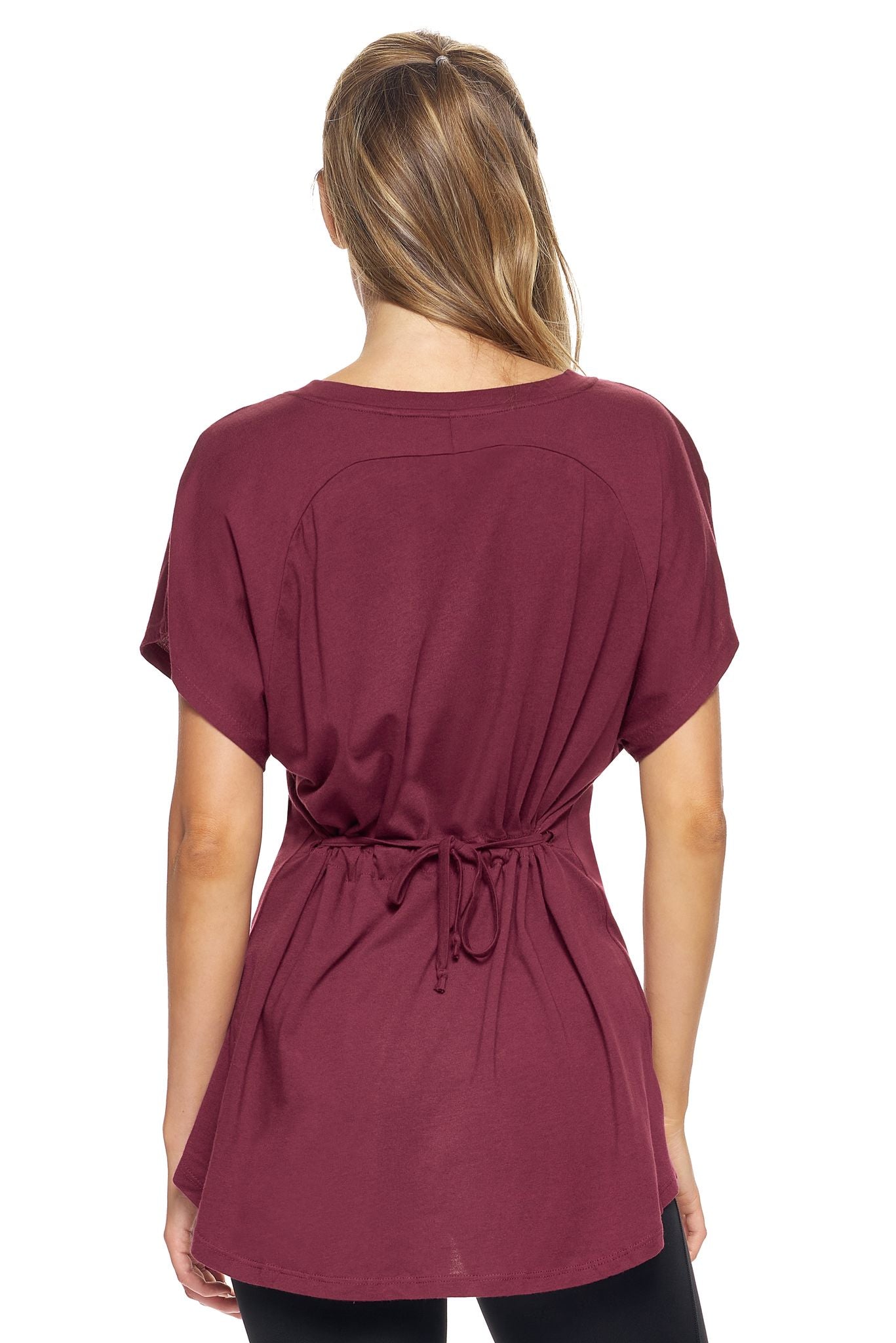 Expert Brand  Wholesale Women's MoCA™ Cinch Back Tee in Maroon image 3#maroon
