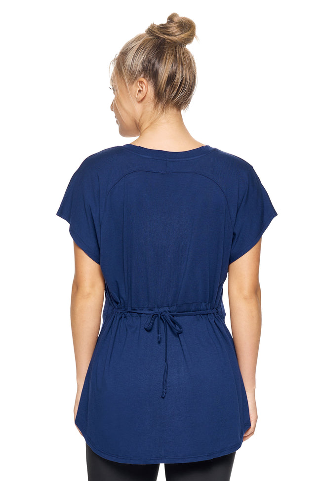 Expert Brand  Wholesale Women's MoCA™ Cinch Back Tee in Navy image 3#navy